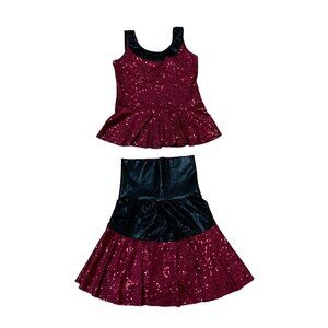 Motionwear Women's Size Adult Petite Dance Set Skirt and Top Sequins High Waist